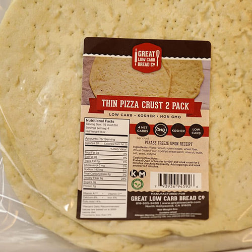 Pizza Crusts - 0g Net Carb, High in Protein, High Fiber, Non-GMO - 2 Thin Crusts Per Package Hot on Sale