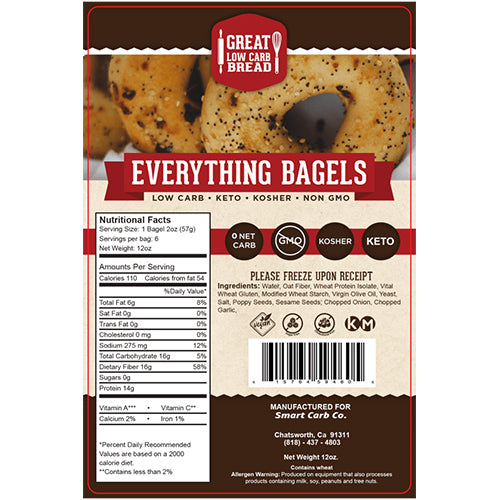 Everything Bagel - 0g Net Carb, High in Protein, High Fiber, Non-GMO Hot on Sale